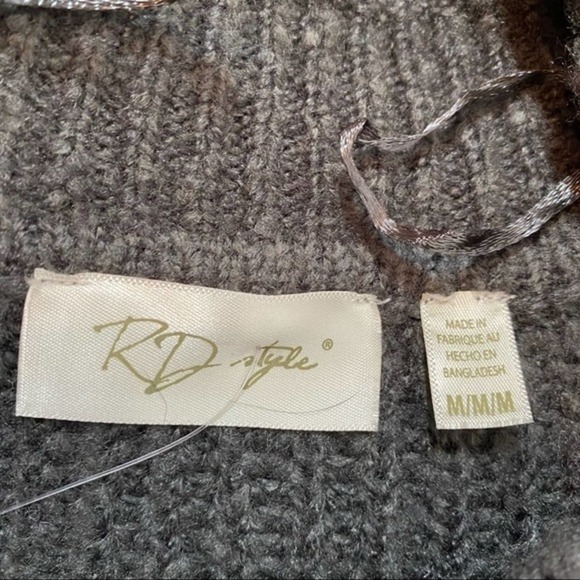 RD Style Lattice Stripe Scalloped Mock Neck Sweater Dress size M NWOT - Picture 8 of 8